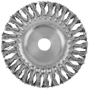 Корщетка-колесо, посадочный диаметр 22,2 мм, витая проволока, нержавеющая сталь, Профи 150 мм FIT